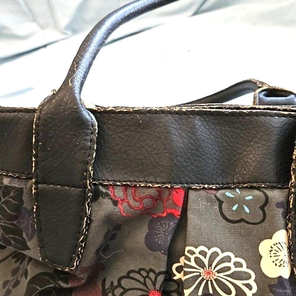 Vintage Split Hawaiian Floral Print Shoulder Bag with Silver Buckle Detail - Picture 10 of 10